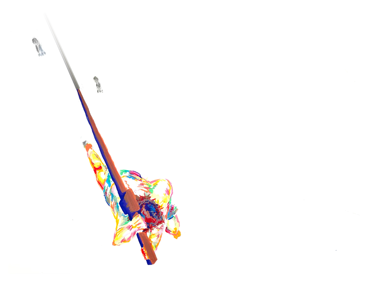 Colorful pole vaulter artwork